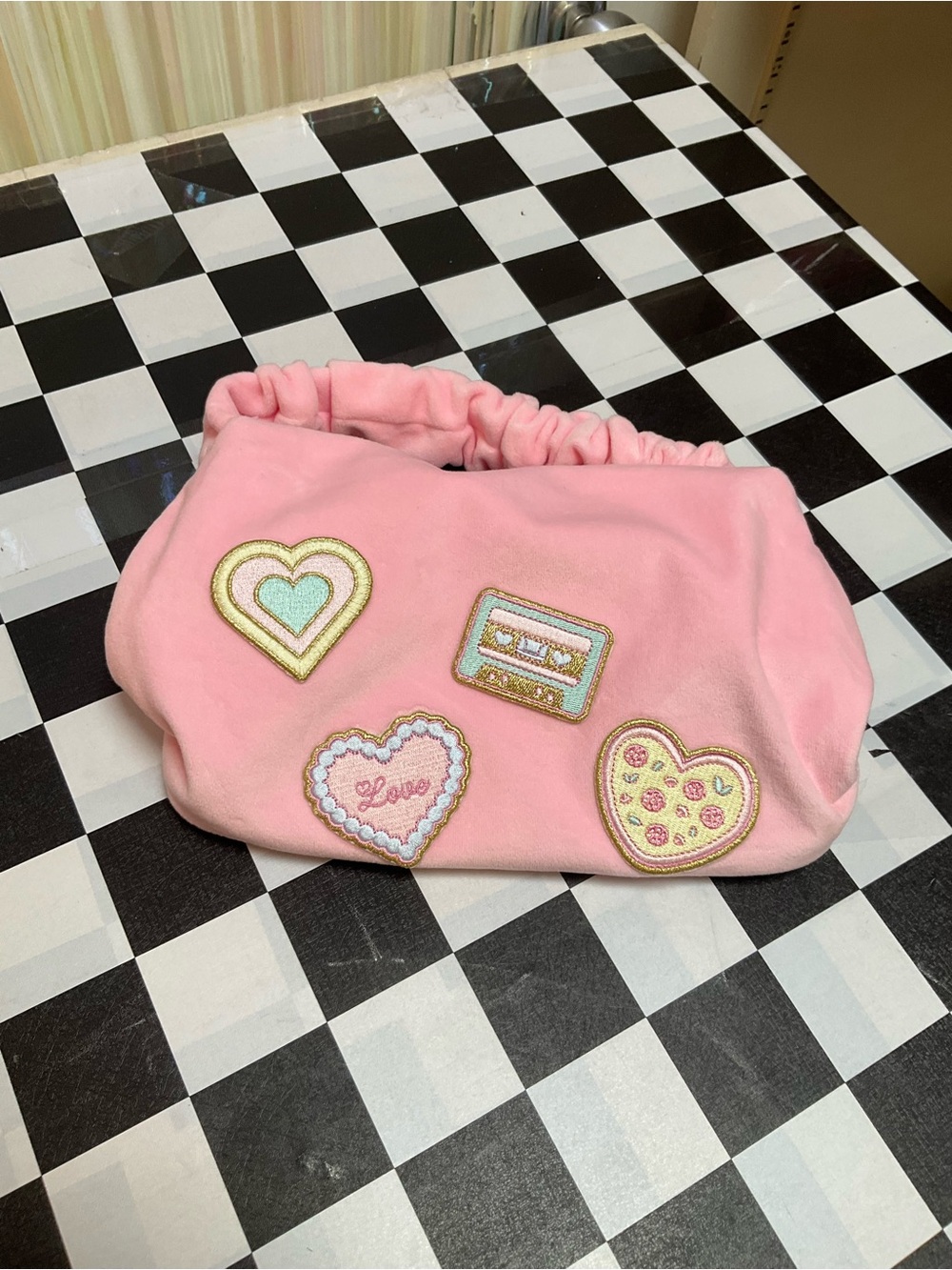 Stoney Clover Lane Pink Mini Bag with Heart & Cassette Patches
